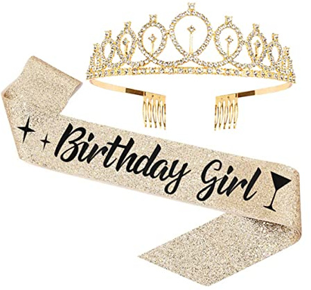 VALICLUD Couronne Décorative Anniversaire Ceinture De Cérémonie Couronne Féminine Classique Avec Bandoulière