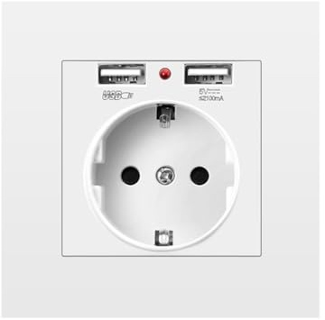 Lonrtesw Prise Électrique Standard de L'UE avec Double USB 5V 2.1 A Prises Électriques 16A pour Hôtel Familial, Résidence, Prise Murale