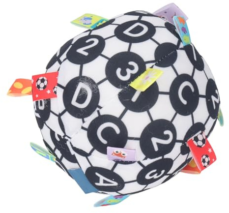 Riuulity Pelota de Sonajero Suave Sensorial para bebé, Juguete de Mano para Entrenamiento Visual de Sonido, Mejora la Coordinación, Material de Felpa (Estilo de Letra)
