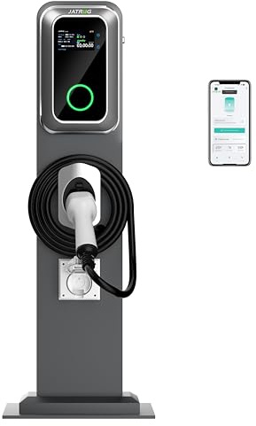 JATRHG K1 Kit Ladestation S1 Wallbox 22kW 32A Dreiphasenkabel 8M Elektrofahrzeuge mit Stützpfosten + verstärkte wasserdichte Steckdose