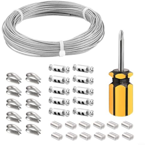 Zeroupshop Kit de cuerda de alambre recubierto de vinilo de acero inoxidable 304 de 2 mm, cable revestido de nailon resistente al óxido para soporte de plantas de jardín, tendedero, colgar cuadros (10