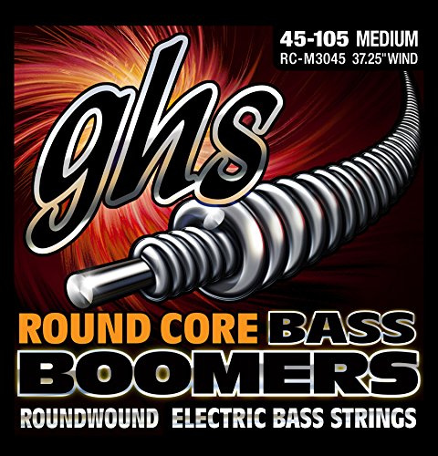 GHS Strings RC-M3045 Round Core Bass Boomers, 4-Set, Medium Gauge, 45-105, (37.25 winding)