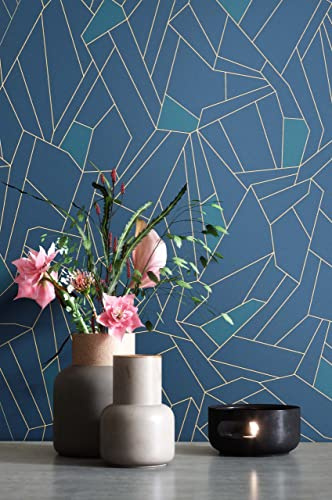 NEWROOM Tapete Blau Vlies Geometrisch - Modern Grafisch Retro Muster für Wohnzimmer Schlafzimmer