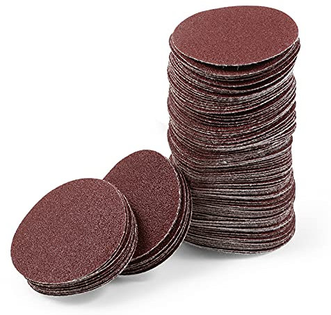 LEONTOOL 2 Inch Hook and Loop Sanding Discs 80 Grit 100Pcs Sandpaper Discs for Random Orbital Sander Pads Grinding Polishing Metal Wood Rubber Leather Plastic Stone Glass