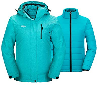 Wantdo Femme Veste de Ski Imperméable pour Voyage Manteau d'hiver Chaud Veste de Snowboard Outdoor Veste Randonnée Travail Coupe-Vent Bleu 2021 M