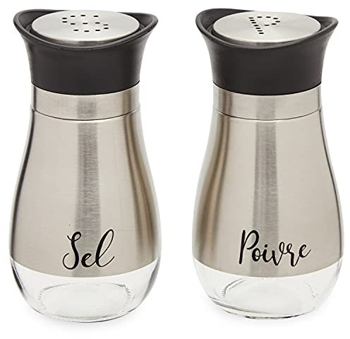 Ensemble De Salières Et Poivrières Design Moderne En Acier Inoxydable Et Verre