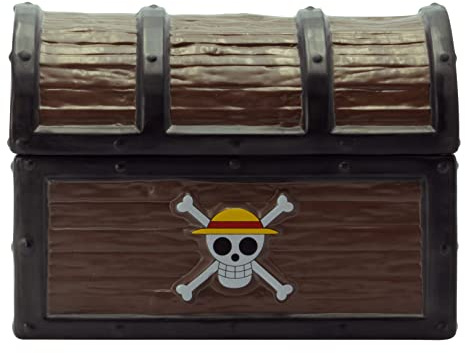 ABYSTYLE One Piece Straw Hat Jolly Roger Treasure Chest Ceramic Cookie Jar 7.5 x 4.5 x 5.5 with Removable Lid Anime Manga Decorative Homeware Accessories Gift