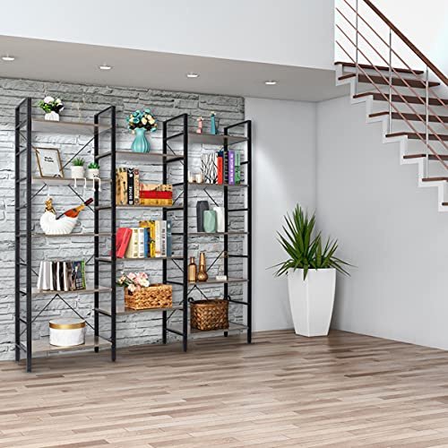 Utility Organizer Shelves for Plant Flower 5 Shelf Bookcase Modern, 5 Tier Bookshelf, Rustic Industrial Book Shelf for Office, Farmhouse Wooden Open Tall Etagere Bookcase for Living Room Bedroom