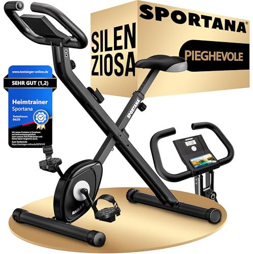 SPORTANA® Heimtrainer Fahrrad EAGLE 2-2in1 Ausdauer Ergometer - Klappbar - LCD Display - Höhenverstellbar - inkl. Fitnessbänder - Hometrainer, Fitnessbike, Workout Bike, Trimmrad, Indoor Bike