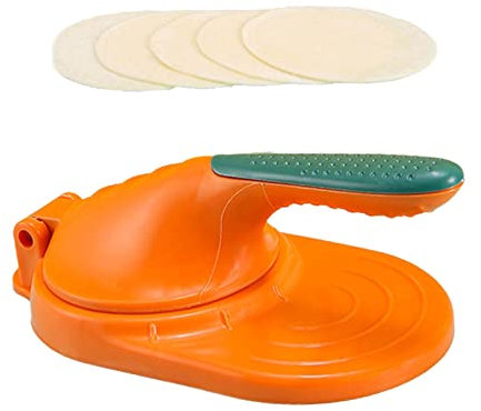 HINAA Prensa de tortilla - Prensadora manual de masa para piel de bola de masa con mango ergonómico y antideslizante para hacer panqueques de taco Roti Chapati, naranja