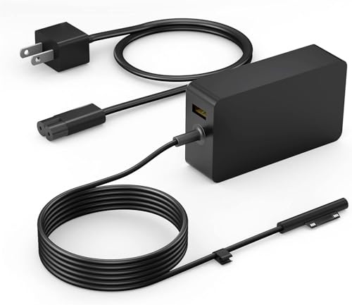 YURCIPWE Surface Pro Charger 65W, Surface Laptop Charger Compatible with Microsoft Surface Pro 11/10/9/8/7+/7/6/5/4/X, Surface Laptop 5/4/3/2, Surface Book 3/2, Surface Go 3/2/1 with 8.8ft Power Cord