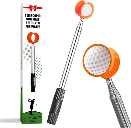 LOVMEAD Golfball Retriever Teleskop Ballsammler Ballangel Golf für Golfliebhaber Golfanfänger und Golftraining, Ballrückholer Grabber Picker On-Course Golfzubehör (Orange- 9ft)
