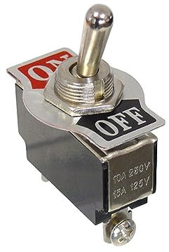 WITTKOWARE Kippschalter mit Schraubklemmen & beschriftetem Aluminium-Schild, 1-polig, EIN/AUS, 10A/250V~, Gewinde M12x0,75