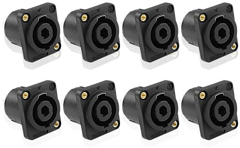 MEIRIYFA Speakon Buchse Panel Mount Socket Connector, 4-polige Audio Speakon Buchse quadratische Wandplatte Jack Twist Lock Adapter für NL4MP, NL4MPR, NL4FC, NL4FX, NLT4X, NL2FC (8 Pcs)