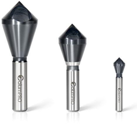 ColumPRO 3PCS Cobalt Single-End Countersink Chamfer Tool Set -TiAlN Coated Heavy-Duty M35 90-Degree Countersink Bits for Metal, Stainless Steel, Copper, Wood, Fiberboard,2-5,10-15,15-20MM,1/4-3/4