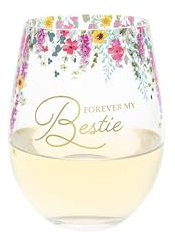 Pavilion Gift Company - Forever My Bestie - 17 oz Stemless Wine Glass Best Friend Friendship BFF Wine Lover