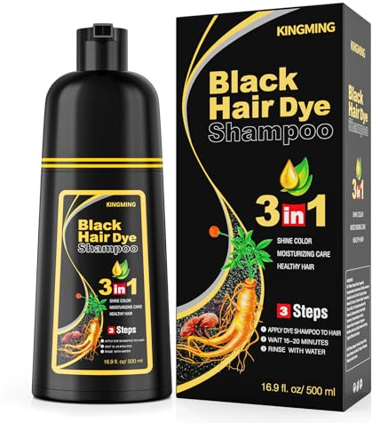 Black Hair Dye Shampoo for Gray Hair，Hair Colour Shampoo for Women and Men(16.9 fl.oz BLACK)