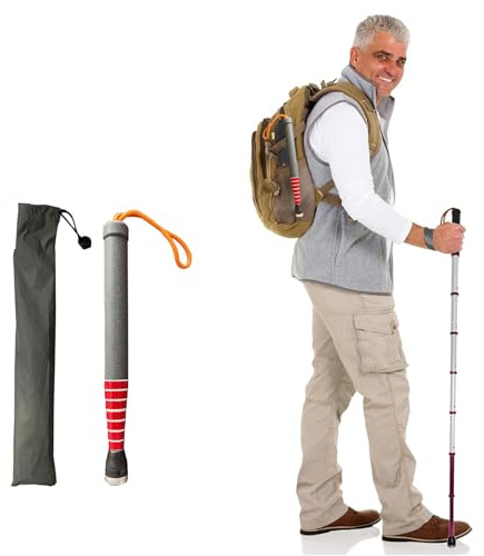 Vandrande käppar, Teleskopisk rullstång i titanlegering, reflekterande, 8 sektioner, justerbar, 118-138 cm(138cm(54in))