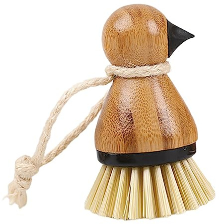 TOYZFRIENDY Cepillo para Limpiar Cepillo Vertical De Plástico Mango De Bambú para Ollas Verduras Cocina