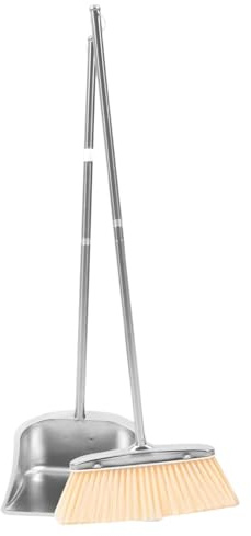 Broom and Dustpan Set - Adjustable Broom for Street | Floor Cleaning Supplies Stainless Steel for Homeowners Apartment Patio Restaurant Study Hard Floor Garage Bedroom Street