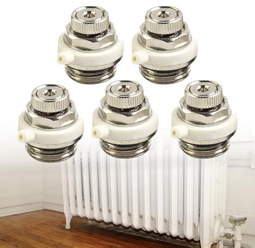 Besttoolifes Válvula de ventilación automática de 1/2 pulgada para radiador, válvula de corte automático de purga automática con tapa de apagado para sistema de calefacción del hogar (5 piezas)