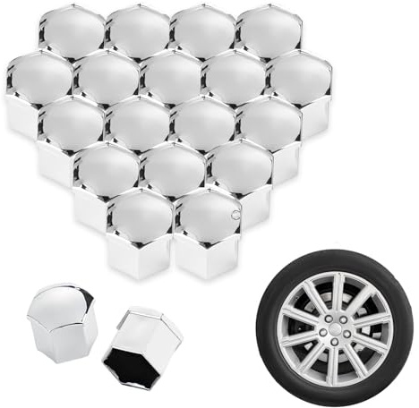 R-timer 20 Piezas Tapa de Tuerca de Rueda para Citroen C3 C4 C5 C6 C8 C4L DS3 DS4 DS6, Cubierta de Perno Tapas de Rueda de Coche Negro Tuerca Coche Tapón Tornillos,Silver-19MM