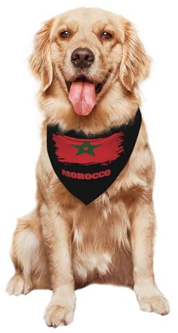 Marocko Marockansk flagga hundhalsduk tvättbar hundhalsduk snygg triangelhalsduk för hundkläder och tillbehör liten medelstor och stor hund födelsedag