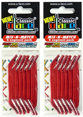 U-Lace Pack Rouge 2 sachets lacets élastiques (SCARLET)