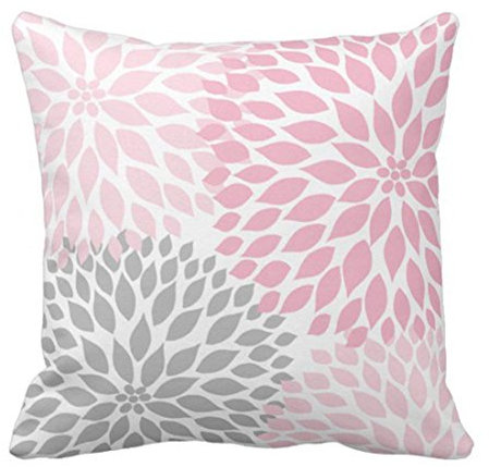 YISUMEI Kissenbezug Kissenhülle 50x50 cm Home Decor Dekokissen Fall Sofa Werfen Kissenbezüge Pillowcases Rosa graue Dahlie mit Blumen