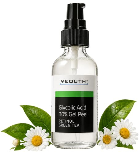 YEOUTH Glycolic Acid Peel for Face, At Home Exfoliator Aha 30% Glycolic Acid Face Peel with Retinol, Designed to Refresh & Smooth the Appearance of Skin 60ml