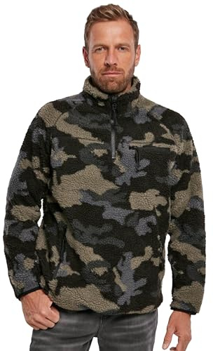 Brandit Teddyfleece troyer vintertröja med fleece foder jakt utomhus plysch, Darkcamo, L