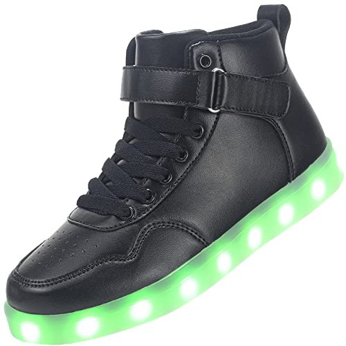APTESOL Unisex LED Leucht Schuhe High-Top Licht Blinkt Sneaker USB Aufladen Shoes für Damen Herren (Schwarz,38)
