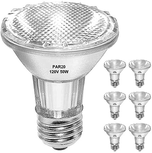 Jaenmsa PAR20 Flood 50W 120V Bulbs, 6 Pack 50W Par20 Halogen Bulb 700 Lumens, Dmimable PAR20 E26 50 Watt 120V Eco Halogen Lightbulb Warm White 2700K Reflector for Track Lighting & Range Hood