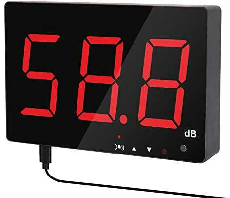 Medidor de Decibelios Medidor de Nivel de Sonido de Pared 30-130db Decibelios Medidor de Ruido de Pared con Alarma,Medidor Digital de Decibelios de Ruido con Pantalla Grande LCD Roja para Casa