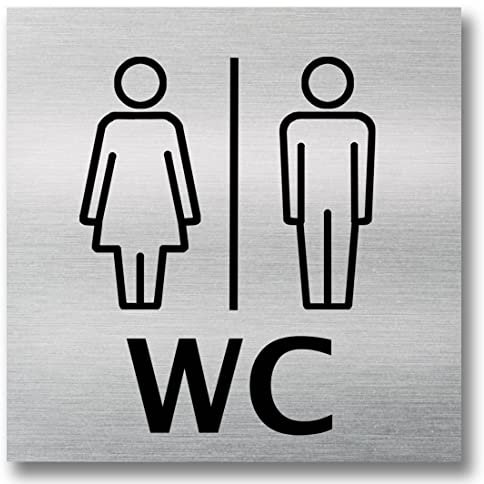 Türschild Schild WC Damen Herren 12cm x 12 cm groß Toilette Klo (Aluminium gebürstet Damen und Herren)