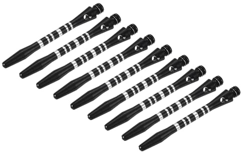 PATIKIL 45mm Aluminum Dart Shafts, Medium 2BA Thread Dart Stems Dart Accessories Throwing Fitting for Steel Tip - 9 Pack (Silver Tone, Black)