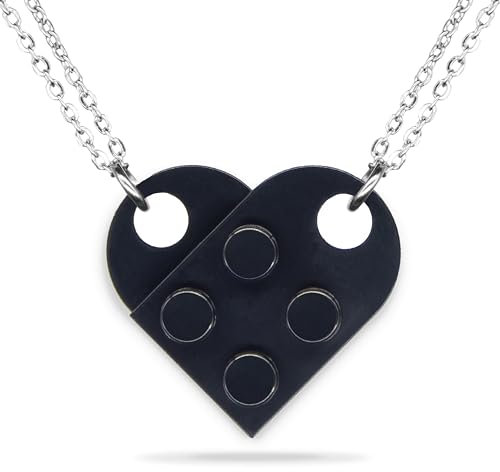 NumeroPhi Herz-Halskette für Paare, 2-teiliger Brick-Anhänger, Geschenk für den Freund zum Valentinstag oder Jahrestag