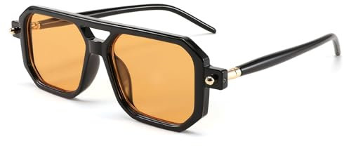 FEISEDY Retro 70er Jahre Sonnenbrille Damen Herren Vintage Flache Quadratische Brille mit UV400-Schutz B2622