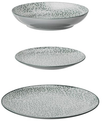 SG Secret de Gourmet Service à Vaisselles 18 Pièces jasmin- Motif Végétal Vert - D 19/20 / 26,5 Cm