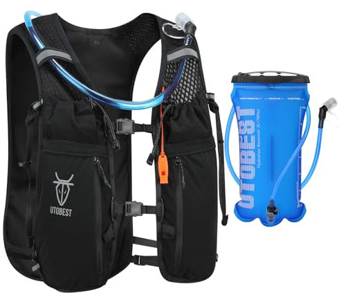 UTOBEST Upgrade-Laufweste für Damen und Herren, mit Trinkblase, 2 l, atmungsaktiv, leicht, Trinkrucksack, Trocken-Nass-Trennung und 10 l hohe Kapazität, neues Modell, Lauf-Trinkweste, 3 Größen