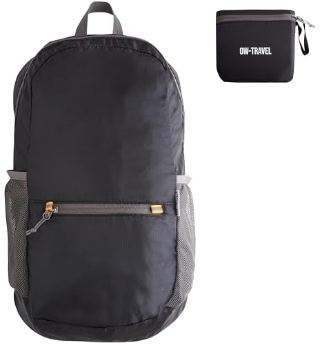 OW-Travel Faltbarer Rucksack Ultraleicht 20L, Rucksack Faltbar Ultraleicht, Kleiner Daypack, Platzsparend Verstaubar, Leichter Reiserucksack für Tagesausflüge und Städtereisen, Packable Backpack