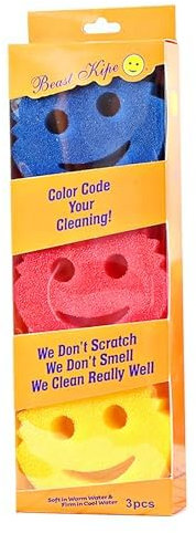 Sponge Scrubber 3-Piece, Textured Anti-Scratch Brush, Kitchen And Bathroom Cleaning Product, Dish Sponge For Cleaning