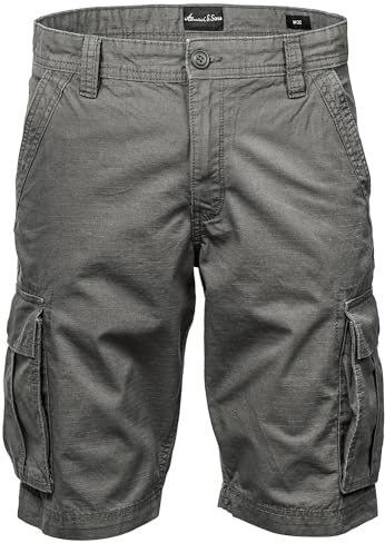 Amaci&Sons Herren Cargoshorts Männer Kurze Bermuda Hose Regular Fit 7027 Dunkelgrau W29