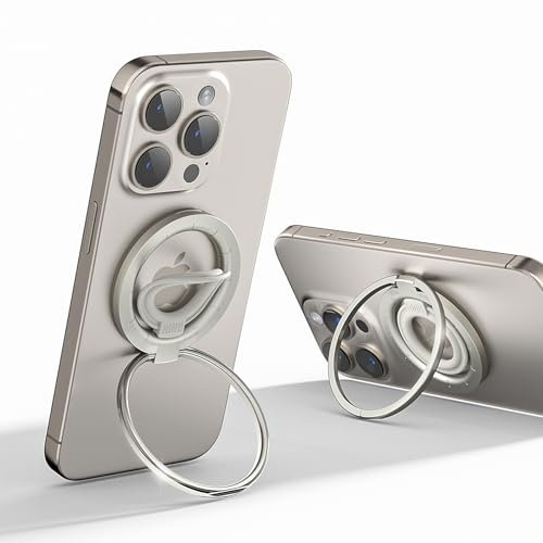 QBrand Soporte magnético para Anillo de teléfono, Soporte de Anillo de Dedo de 360 ° con magnético de Dos Lados, Agarre para teléfono Celular para iPhone 16 15 14 13, Todos los teléfonos Inteligentes