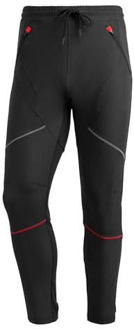 ROCKBROS Mens Cycling Pants, Thermal Mountain Bike Pants with Zippered Pockets, Windproof Riding Pants for Men Black