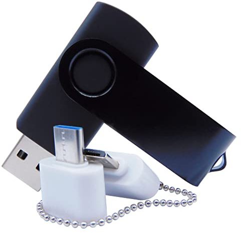 512MB Mini Capacity USB Flash Drives Thumb Drive Memory Sticks with OTG & Type-C/USB C Adaptor (Black)