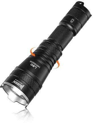 WUBEN L60 Taschenlampe LED Aufladbar,1200 Lumen Zoombare Taktische Taschenlampe Extrem Hell,IP68 Wasserdicht Taschenlampe 5 Modi für Camping Wandern Outdoor Haushalt Notfall
