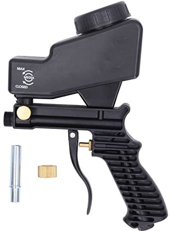 Sandblaster Gun, Sand Blasting Tool with Steel Grit for Paint Dirt Removal, Compact Size for Easy Storage and Carrying (Black)