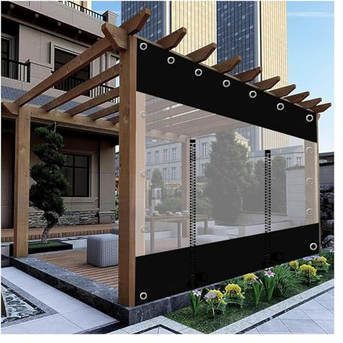 Cortinas transparentes impermeables para exteriores, paneles laterales de PVC transparente con cremallera para pérgola, cenador, patio, porche y toldo de garaje, cortinas de lona duraderas para máxima