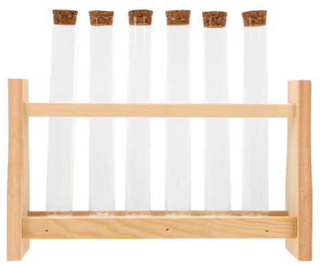 TOPBATHY Support Tube À Essai Bois 6 Tubes Verre 8.66X7.28X2.36 Pouces Porte-Éprouvettes Multifonctionnel Laboratoire Maison École Organiseur Stable